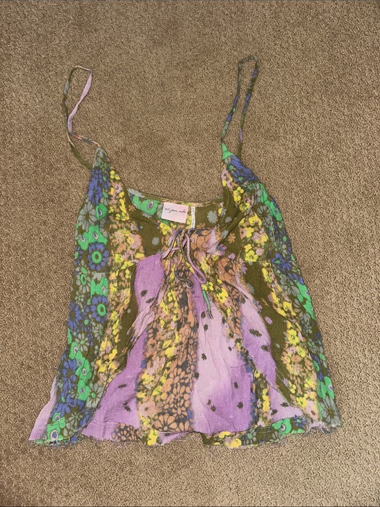 Urban Outfitters Tops - Urban Outfitters Floral Spaghetti Strap Cami in Purple, Green & Yellow